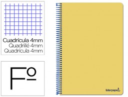 Cuaderno espiral Liderpapel Smart Folio tapa blanda 80h 60g c/4mm. color amarillo